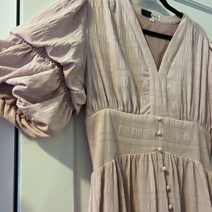 Piper and scoot: Pink double puff sleeve dress, size Medium